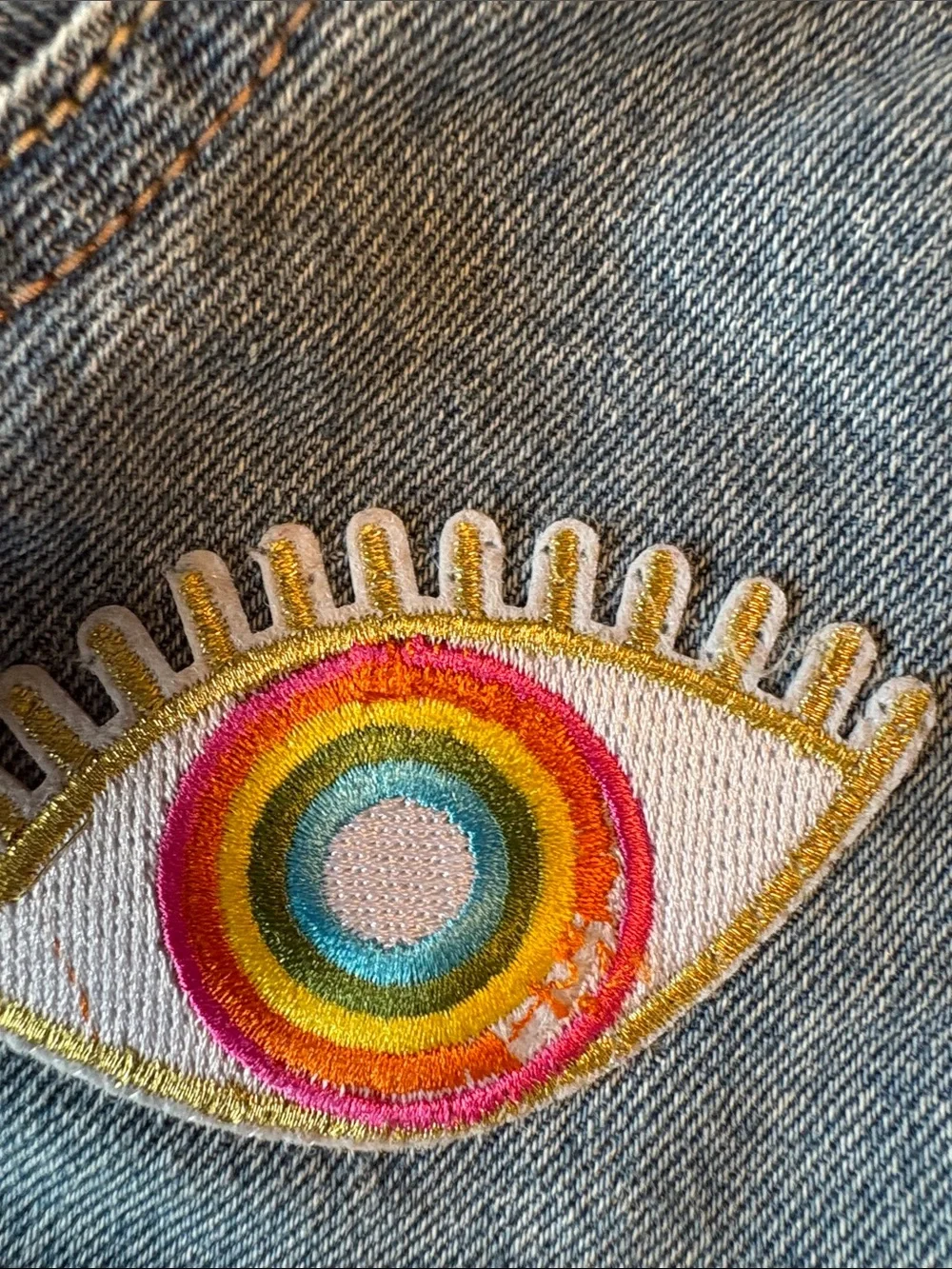 Levi’s Girls 10-12 Denim Jacket Sequin Cherry Patch Good Vibes MIA